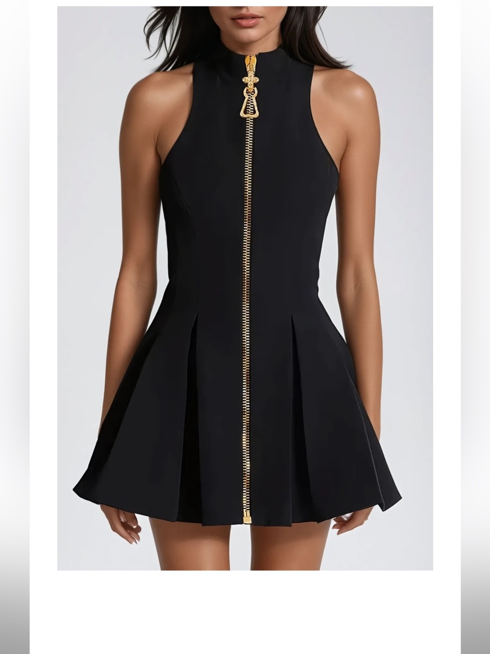 Deborah Sleeveless Zipper Mini Dress